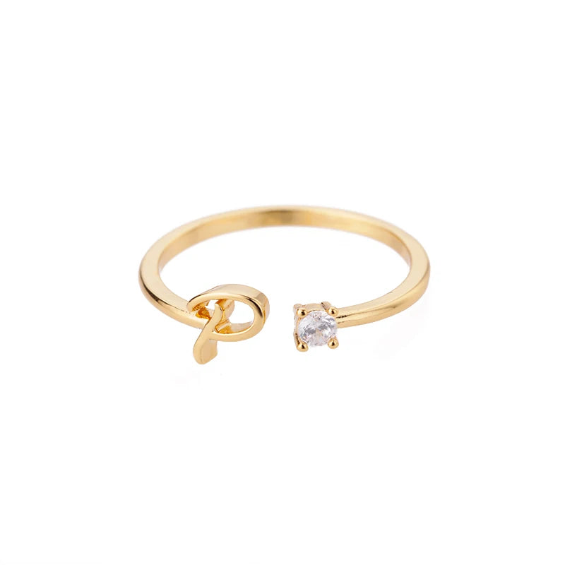 A-Z Initial Letter Rings for Women Adjustable Stainless Steel Ring Female Aesthetic Jewelry
